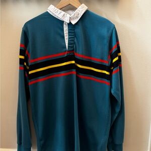 Teal Striped Polo Shirt